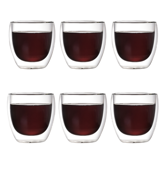 Juego 6 Tazas Café Vidrio Termico 80ml