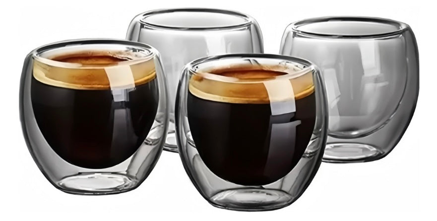 Juego 6 Tazas Café Vidrio Termico 80ml