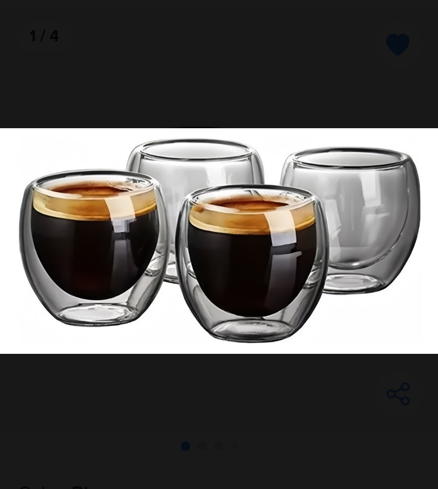 Juego 6 Tazas Café Vidrio Termico 80ml