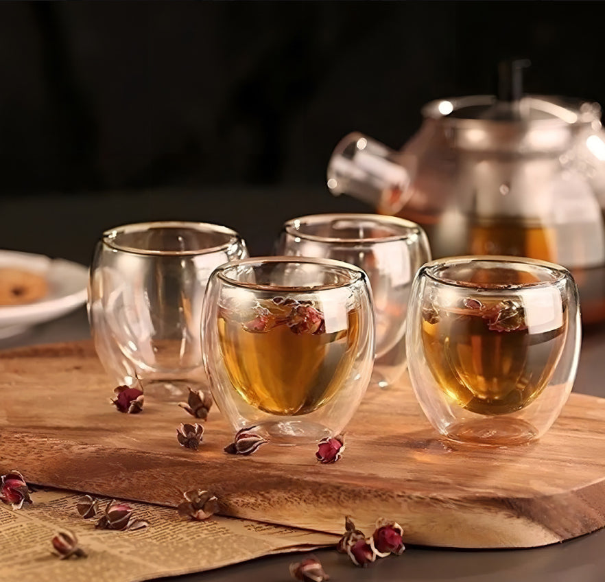 Juego 6 Tazas Café Vidrio Termico 80ml