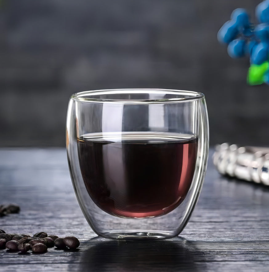 Juego 6 Tazas Café Vidrio Termico 80ml
